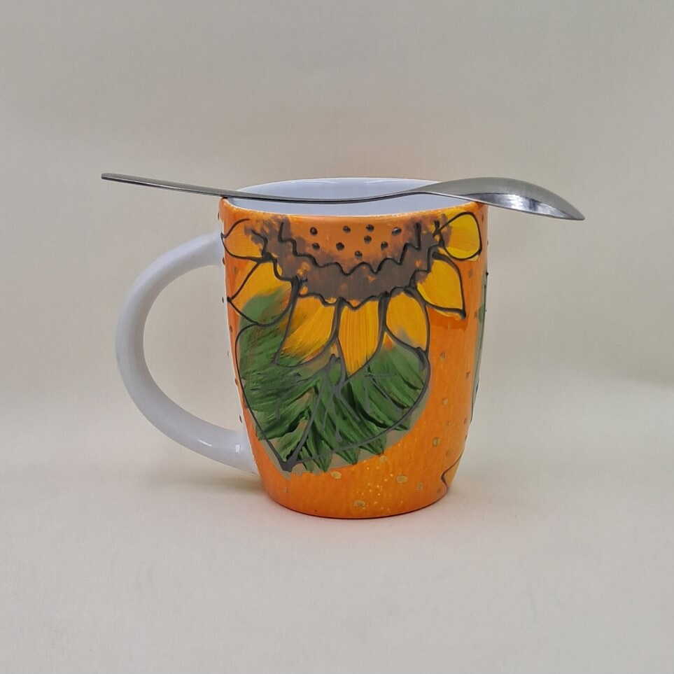 Ręcznie malowany kubek 300 ml "Słoneczniki"