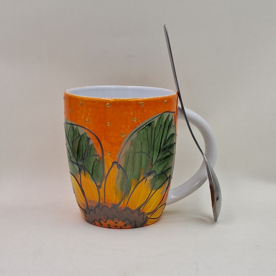 Ręcznie malowany kubek 300 ml "Słoneczniki" - obrazek 2