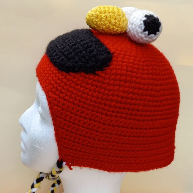 Ręcznie robiona czapka szydełkowa "Elmo" - obrazek 5