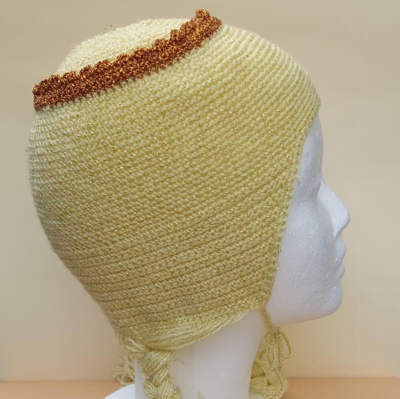 Ręcznie robiona czapka szydełkowa "Królewna" - obrazek 2