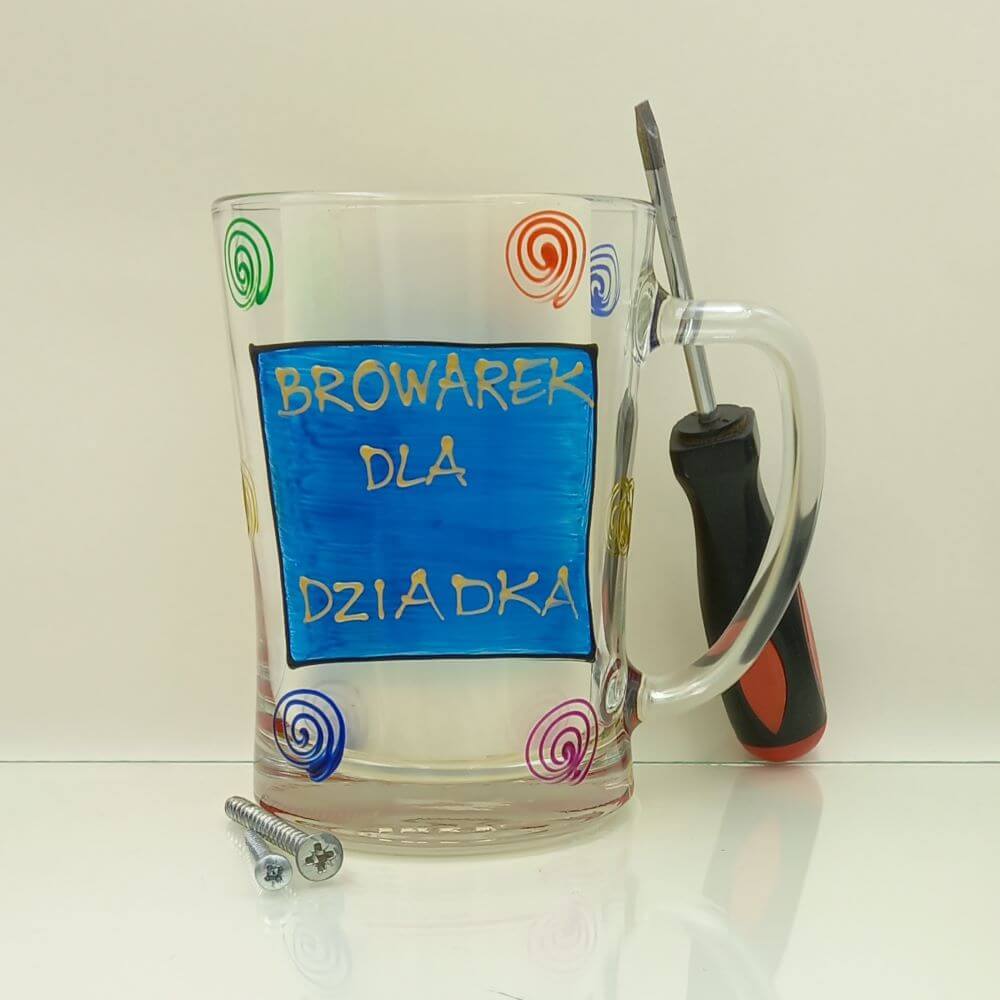 recznie-malowany-kufel-szklany-600-ml-browarek-dla-dziadka 1