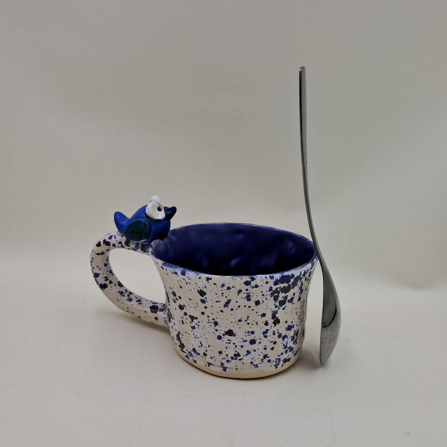 Ręcznie robiony kubek ceramiczny "Ptaszek" - obrazek 2