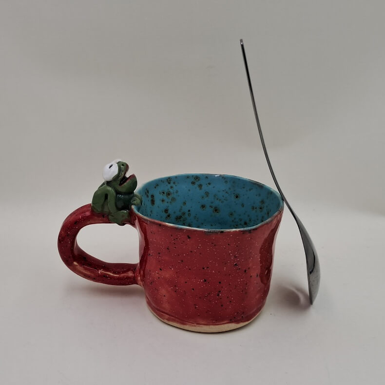 Ręcznie robiony kubek ceramiczny "Żabka" - obrazek 2