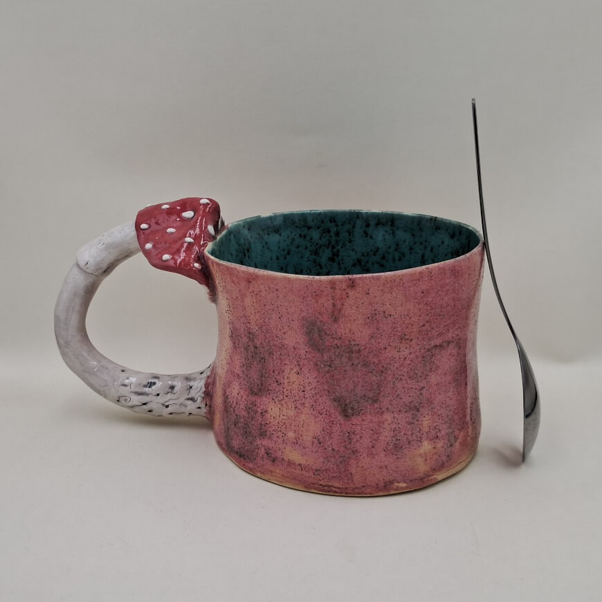 Ręcznie robiony kubek ceramiczny "Muchomor X" - obrazek 2