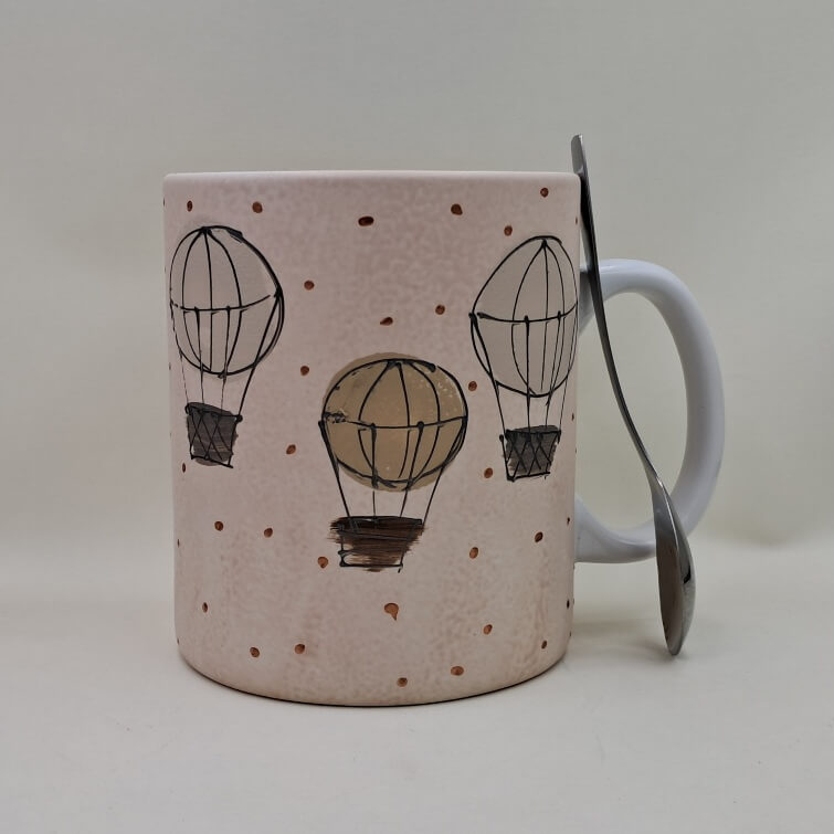 Ręcznie malowany, wielki kubek 900 ml "Balony" - obrazek 2
